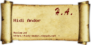 Hidi Andor névjegykártya